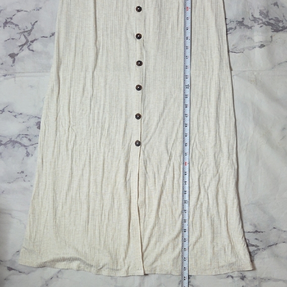 LOFT Cream Button-Front Midi Dress - Picture 5 of 7